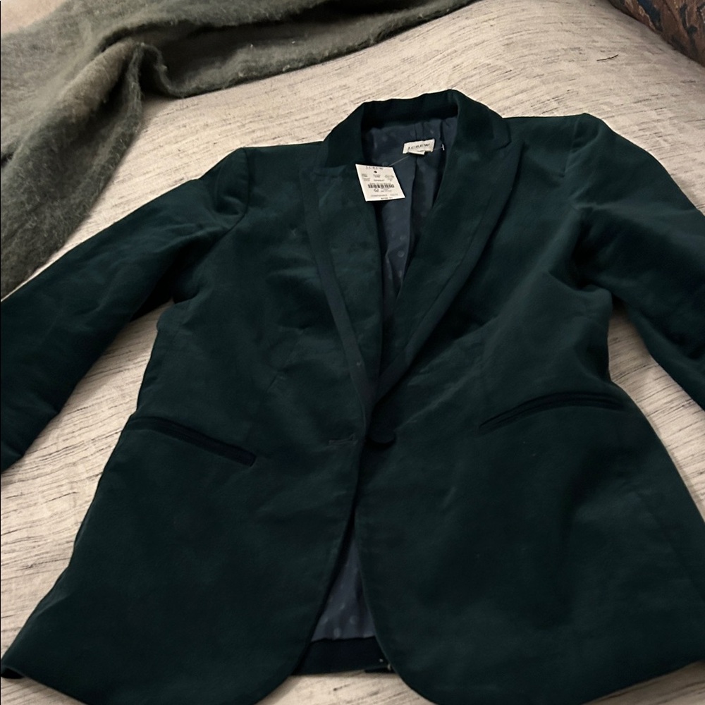 Boyfriend style deep velvet green jacket